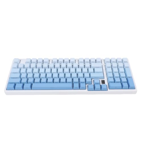PUSOKEI Drahtlose Mechanische Tastatur, 2,4g Kabel 3 in 1 Verbindung Heiße Swappbare PCB 15 RGB -Hintergrundbeleuchtung mit Blauen Schalter für Gaming Work Study PC (Blau weiß) von PUSOKEI