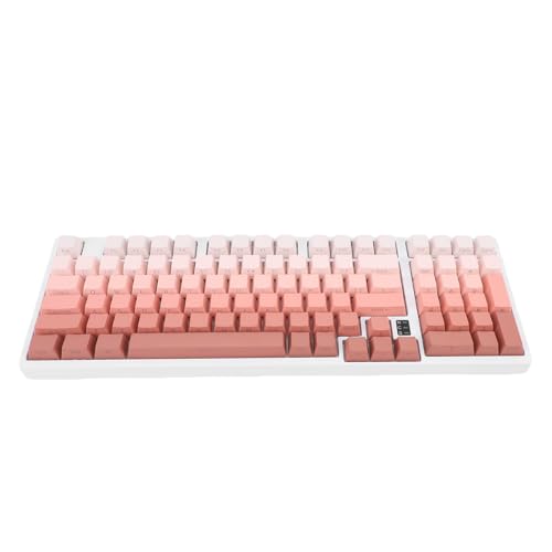 PUSOKEI Drahtlose Mechanische Tastatur, 2,4g Kabel 3 in 1 Verbindung Heiße Swappbare PCB 15 RGB -Hintergrundbeleuchtung mit Blauen Schalter für Gaming Work Study PC (Rosa weiß) von PUSOKEI