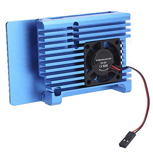 PUSOKEI Einzelner Lüfter für Raspberry Pi 4, Kühler-Kühlkörper-CNC-Schutzabdeckung aus Aluminiumlegierung mit Kühlgebläse für Raspberry Pi 4 (Blau) von PUSOKEI