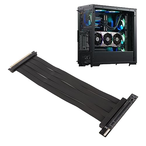 PUSOKEI Gaming PCI E X16 4.0 Schwarzes Extender Riser Kabel, 90 Grad Hochgeschwindigkeits Grafikkarten Verlängerungskabel, für RTX4090 RX6950XT X570 B550 Z690 von PUSOKEI