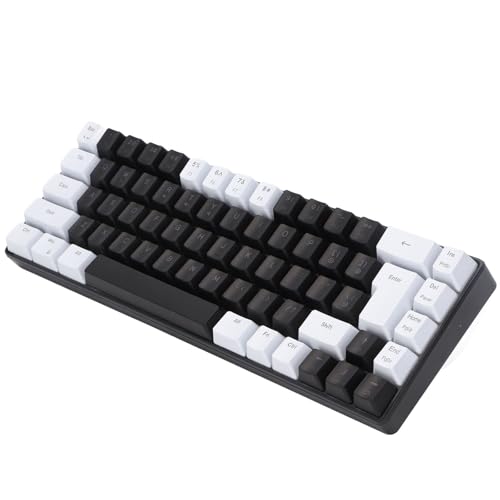 PUSOKEI Membran-Gaming-Tastatur, RGB-Hintergrundbeleuchtung, 68 Tasten, Kompaktes Layout, USB-Kabelverbindung, Multimedia-Steuerung, für Win System Office Family (weiß schwarz) von PUSOKEI