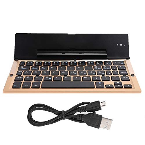 PUSOKEI Wireless Keyboard für, Universelle Faltbare Ultraflache Quadratische Tastatur mit Ständer Eingebauter Akku für Büroangestellte Game Lovers, Gold von PUSOKEI
