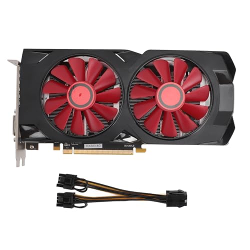 PUSOKEI RX580 Grafikkarte, 8 GB GDDR5 256 Bit, Leise Kühlung mit Zwei Lüftern, Desktop PC Gaming von PUSOKEI