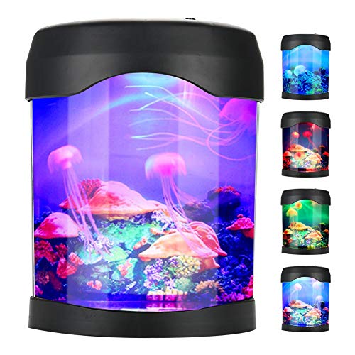 PUSOKEI USB Aquarium Light Tank, Desktop Jellyfish Tank Aquarium Lampe mit LED-Beleuchtung Farbwechsel für Büro Schreibtische/SchlafzimmerHaus/Bars/Cafés von PUSOKEI