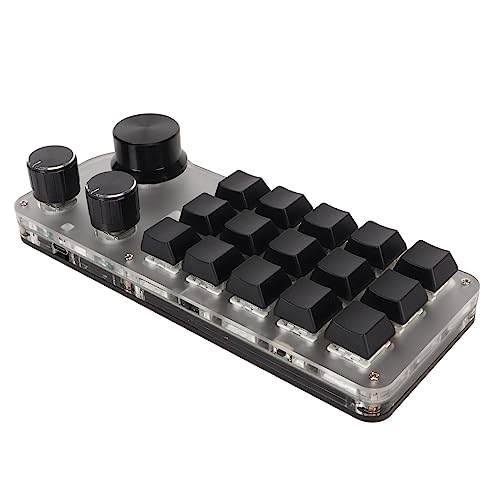 PUSOKEI USB-Tastatur mit 15 Tasten und 3 Knöpfen, Gaming-Tastatur mit Kabel, DREI Verbindungsmodi, Selbstprogrammierbare Tastatur, Einhandtastatur für Büro, Gaming, Musik von PUSOKEI