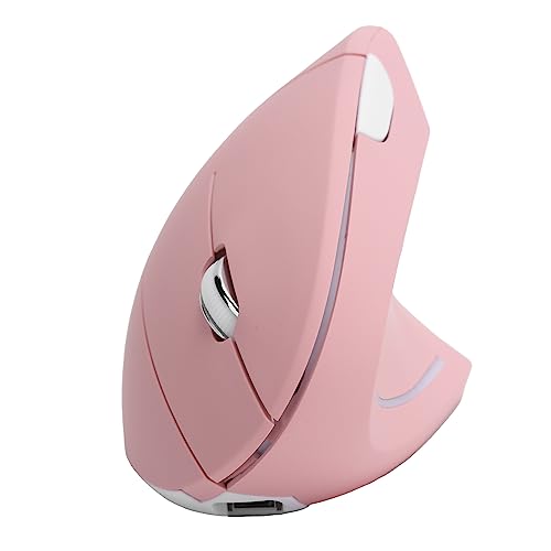 PUSOKEI USB Wireless Vertical Mouse, Computer Notebook Desktop 800/1200/1600/2400 Einstellbare DPI USB Wireless Vertical Gaming Office Wiederaufladbare Computer Mouse (H1 vertikale rosa Maus) von PUSOKEI