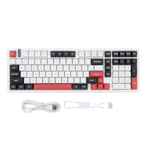 PUSOKEI WLAN Mechanische Tastatur, BT5.0 2,4 GHz USB Kabel 3 Modi 5 Geräte Heiße Swappable PCB 18 RGB Backlit Vorgeschubte Lineare Schalter PBT -Tastaturen von PUSOKEI