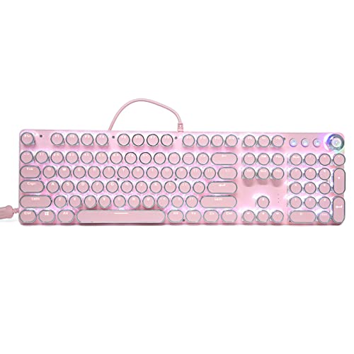 RGB Rosa Computertastatur 104 Tasten - 2 Farben Injection Mechanische Gaming-Tastatur USB Wired FN + INS Beleuchtungssteuertastatur für Win XP, für Win 7, für Win 8, für Win 10, für OS X(Rosa) von PUSOKEI