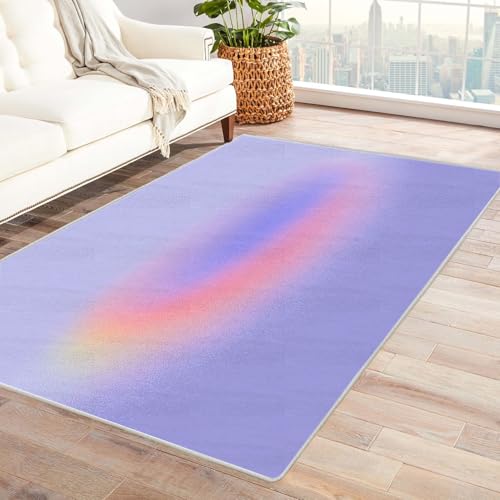 PUSRDEO 3D Effekt Abstrakt Teppich Leopard Maschinenwaschbar Schnelltrocknend Weicher Griff Für Flur Eingang Hohe(lila)-60x90cm von PUSRDEO