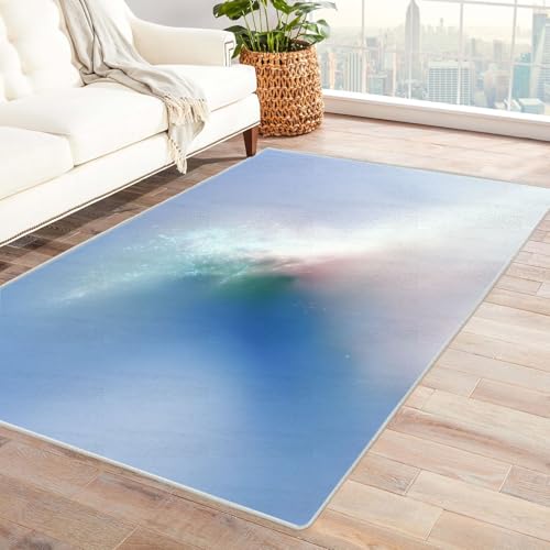 PUSRDEO 3D Effekt Abstrakt Teppich Licht Maschinenwaschbar Schnelltrocknend Weicher Griff Für Flur Eingang Hohe(blau)-150x210cm von PUSRDEO