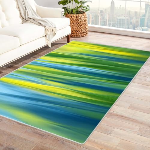 PUSRDEO Abstraktes Kunst Teppich Design Gras Für Wohnzimmer Schlafzimmer Büro Mit Rutschfester Unterseite Und Leichter Pflege(grün)-210x300cm von PUSRDEO