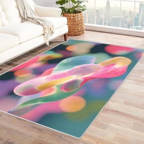 PUSRDEO Abstraktes Kunst Teppich Design Schweben Für Wohnzimmer Büro Flur rutschfeste Gummirücken Dick Strapazierfähig(Mehrfarbig)-150x210cm von PUSRDEO