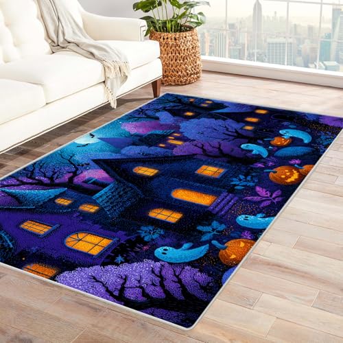 PUSRDEO Digitale Kunst Pflanzen Teppich Spinne rutschfeste Ausführung Dicke Qualität Leicht Reinigbar Für Arbeitszimmer(Gelb)-60x90cm von PUSRDEO