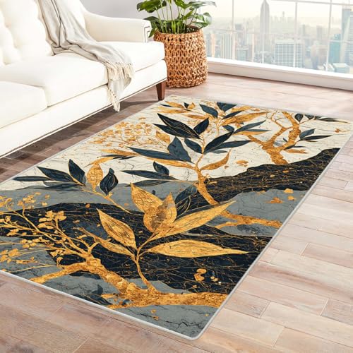 PUSRDEO Digitale Pflanzen Kunst Teppich Bambus Für Innenräume Wie Küche Arbeitszimmer Mit Weicher Textur Und Schnelltrocknend(Weiß)-90x120cm von PUSRDEO