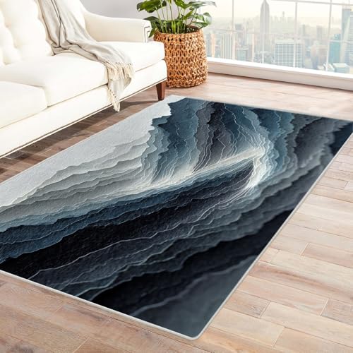 PUSRDEO Digitale Pflanzen Muster Teppich Ozean Für Essbereich Wohnbereich Schlafzimmer Antirutsch Rücken Robust Pflegeleicht(Weiß)-150x210cm von PUSRDEO