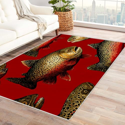 PUSRDEO Digitale Pflanzen Muster Teppich Wittling Für Studio Werkstatt Wohnbereich Mit Gummibeschichtung rutschfest Stabil Bequem(Rot)-210x270cm von PUSRDEO