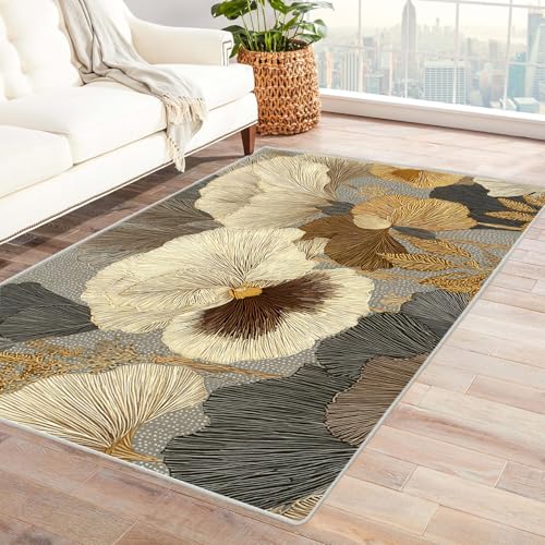 PUSRDEO Digitale Symmetrie Fantasie Teppich BlüTen Für Studio Arbeitsraum Wohnbereich Mit Gummi Rückseite Anti-Rutsch Fest Bequem(Weiß)-210x300cm von PUSRDEO