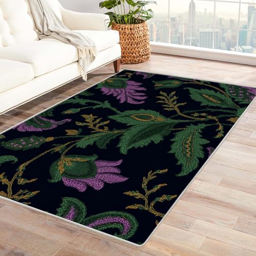 PUSRDEO Fantastische Makro Muster Teppich Design Blumen Flauschig Perfekt Für Esszimmer Flur Balkon Mit Und Einfacher Reinigung(Lila)-90x150cm von PUSRDEO