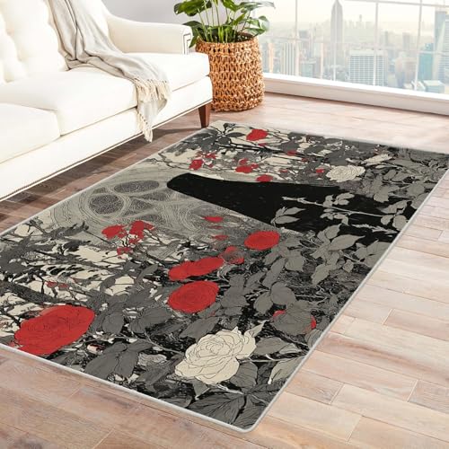 PUSRDEO Fantastische Makro Muster Teppich Design Garten Maschinenwaschbar Innenbereich Hohe Belastbarkeit Weich Hautfreundlich(Braun)-240x300cm von PUSRDEO