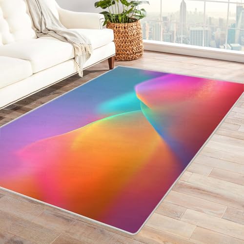 PUSRDEO Farbenfroher 3D Teppich Stil Farbiges Licht Perfekt Für Schlafzimmer Arbeitszimmer Mit Und Leichter Reinigung Für Täglichen Gebrauch(Rosa)-150x210cm von PUSRDEO