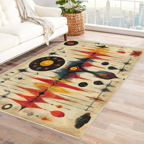 PUSRDEO Farbenfroher 3D Teppich Stil Sonne, Mond Und Sterne Maschinenwaschbarer Teppich Kurze Florhöhe Für Viel Genutzte Bereiche(Blue)-180x270cm von PUSRDEO