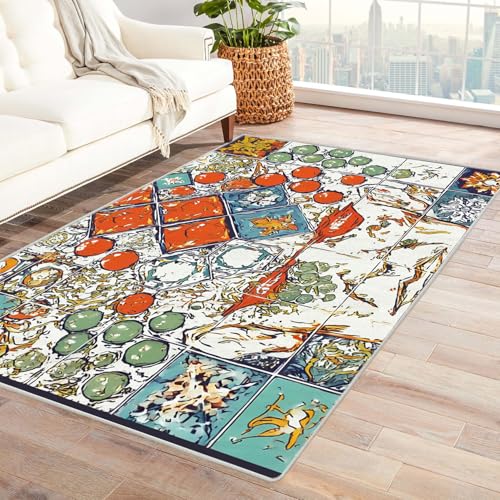 PUSRDEO Farbenfrohes Patchwork Muster MäDchen Im Hintergrund Dicker Belag Weich Bequem rutschfest Leicht Sauber Machen Für Diele Küchenbereich(Orange)-180x240cm von PUSRDEO