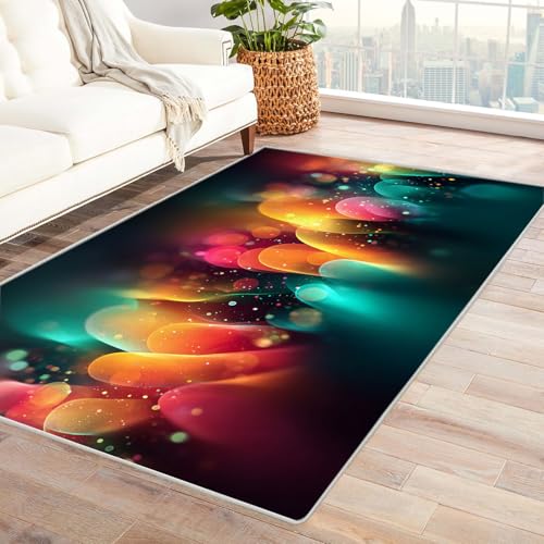 PUSRDEO Geometrisch Abstrakter Teppich Explodieren Kurzflorig Teppich Maschinenwaschbar Schmutzunempfindlich Für Starke Nutzung(Mehrfarbig)-180x240cm von PUSRDEO