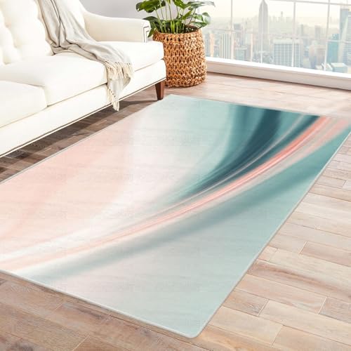 PUSRDEO Künstlerischer 3D Teppich Linien Für Essbereich Wohnbereich Schlafzimmer Antirutsch Rücken Robust Pflegeleicht(weiß)-150x240cm von PUSRDEO