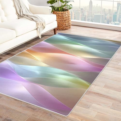 PUSRDEO Künstlerischer 3D Teppich Linien Perfekt Für Flur Küche Mit Atmungsaktiver Textur Und Rutschhemmender Unterseite(Mehrfarbig)-180x240cm von PUSRDEO