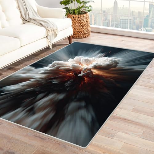 PUSRDEO Künstlerischer Multicolor Teppich Explodieren Dicker Flor Weich Gemütlich Rutschsicher Leicht Sauber Für Küchen Flur Bereich(weiß)-210x270cm von PUSRDEO