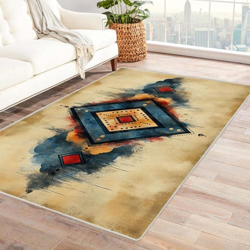 PUSRDEO Kunstvolle 3D Teppich Muster Ikat Für Küche Eingangsbereich Arbeitszimmer Mit Antirutsch Rücken Dicke Ausführung(Colorful)-240x300cm von PUSRDEO