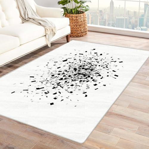 PUSRDEO Makro Pflanzen Design Teppich Erdbeere Maschinenwaschbar Schnelltrocknend Weicher Griff Für Flur Eingang Hohe(Schwarz)-60x90cm von PUSRDEO