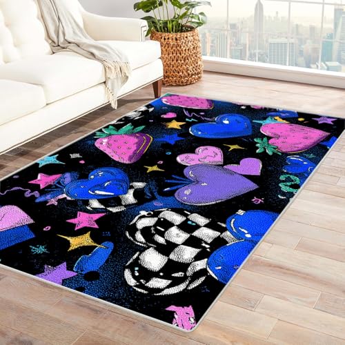 PUSRDEO Mikro Symmetrie Kunst Teppich Baseball Dicker Belag Weich Bequem rutschfest Leicht Sauber Machen Für Diele Küchenbereich(Weiß)-150x240cm von PUSRDEO