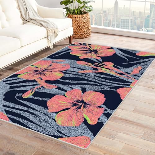 PUSRDEO Mikro Symmetrie Kunst Teppich BlüTen Dicker Belag Weich Bequem rutschfest Leicht Sauber Machen Für Diele Küchenbereich(Asche)-90x150cm von PUSRDEO