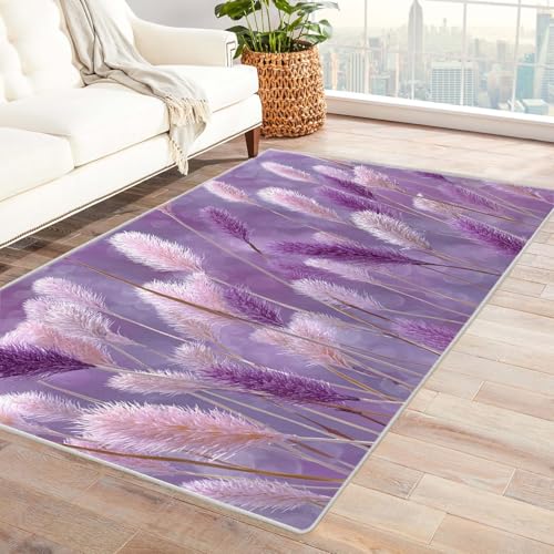 PUSRDEO Mikro Symmetrie Kunst Teppich Gras Maschinenwaschbar Rasch Trocknend Weich Gefühl Für Eingang Flurbereich Hoch Belastbar(Lila)-240x300cm von PUSRDEO