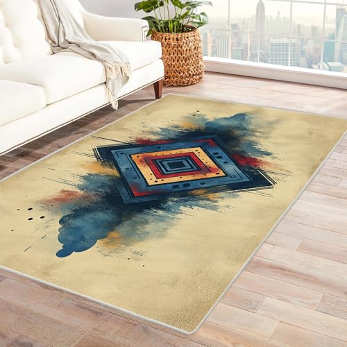 PUSRDEO Minimalistischer Multicolor Teppich Ikat Pflegeleicht Kurzflorig Haustierfreundlich Fleckenresistent Atmungsaktiv(Purple)-180x240cm von PUSRDEO