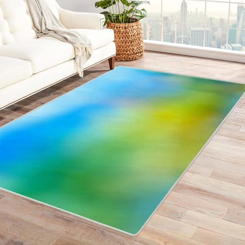 PUSRDEO Minimalistischer Multicolor Teppich Neblig Für Wohnbereich Eingangshalle Mit Rutschhemmender Basis Und Pflegeleichtem(blau)-150x240cm von PUSRDEO