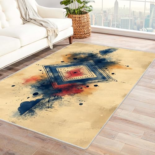 PUSRDEO Moderne Abstrakte Teppich Kollektion Ikat Maschinenwaschbar Innenbereich Hohe Belastbarkeit Weich Hautfreundlich(Dark)-210x270cm von PUSRDEO