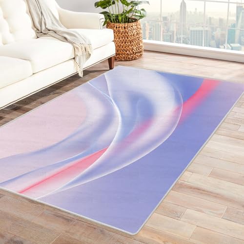 PUSRDEO Moderne Abstrakte Teppich Kollektion Licht Mit Rutschhemmender Unterseite Dick Polsternd Pflegeleicht Für Korridor(lila)-90x150cm von PUSRDEO