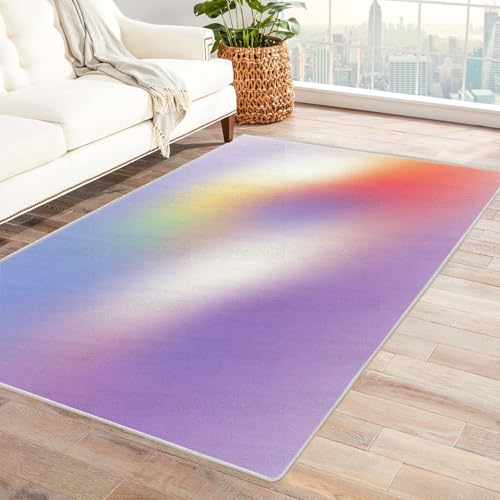 PUSRDEO Moderner Kunst Teppich Look Licht rutschfeste Ausführung Dicke Qualität Leicht Reinigbar Für Arbeitszimmer(lila)-240x300cm von PUSRDEO