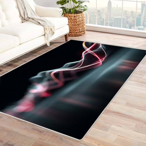 PUSRDEO Moderner Kunst Teppich Look Musik Maschinenwaschbarer Teppich Innen Für Starke Beanspruchung Korridor Küche(schwarz)-150x180cm von PUSRDEO