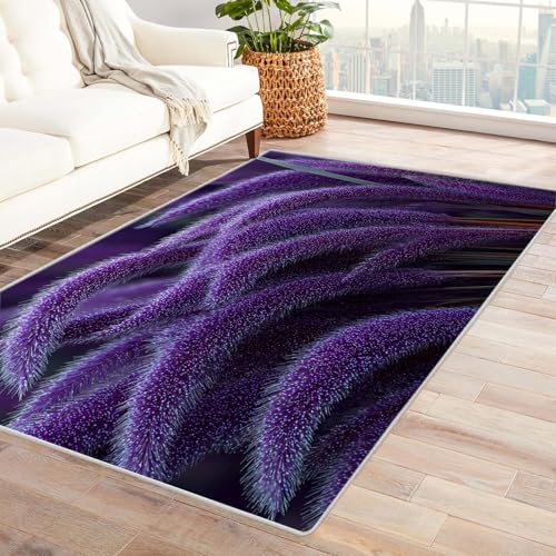 PUSRDEO Pflanzen Digitale Fantasie Teppich Dogtail rutschfeste Basis Dicke Qualität Leicht Rein Für Studio Küchennische Haltbar(Lila)-240x300cm von PUSRDEO