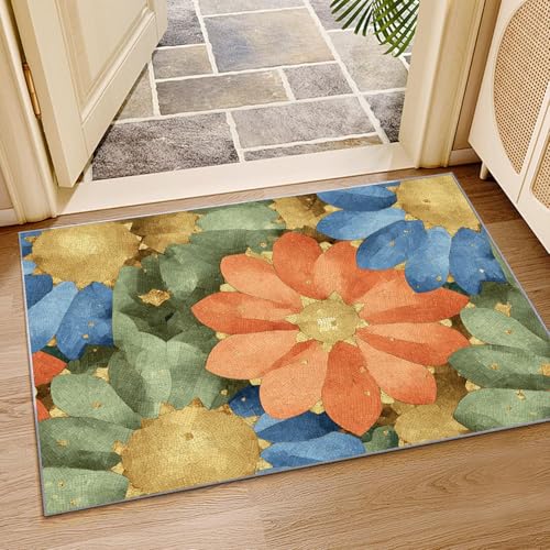 PUSRDEO Seamless Pattern Cartoon Abstract Playful Rug Blumen Kunst Für Studio Arbeitsraum Wohnbereich Mit Gummi Rückseite Anti-Rutsch Fest Bequem(Colorful)-180x240cm von PUSRDEO