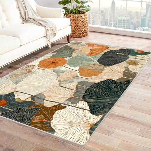 PUSRDEO Symmetrie Fantasie Digitaldruck Teppich BlüTen Atmungsaktiv Für Haustiere Kurzflor Robust Für Wohnbereich Essbereich Fleckensicher(Weiß)-150x240cm von PUSRDEO