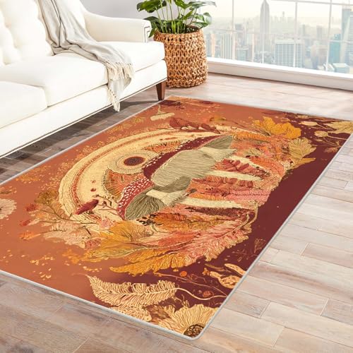 PUSRDEO Symmetrie Fantasie Digitaldruck Teppich Champignons Atmungsaktiv Für Haustiere Kurzflor Robust Für Wohnbereich Essbereich Fleckensicher(Mehrfarbig)-240x300cm von PUSRDEO