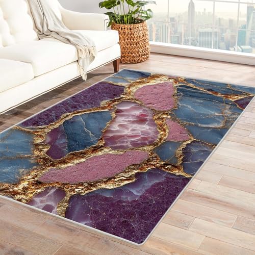 PUSRDEO Symmetrie Fantasie Digitaldruck Teppich Dogtail Atmungsaktiv Für Haustiere Kurzflor Robust Für Wohnbereich Essbereich Fleckensicher(Lila)-240x300cm von PUSRDEO