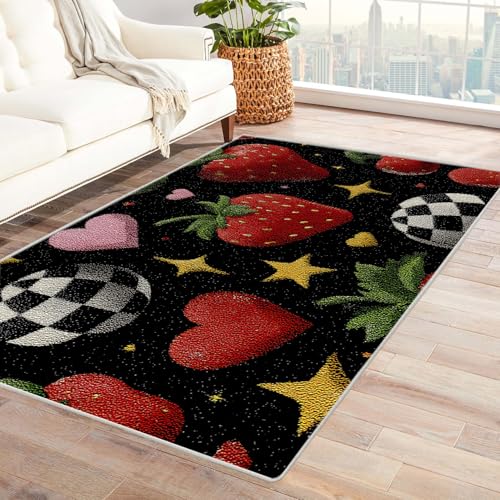 PUSRDEO Symmetrie Fantasie Digitaldruck Teppich Lila Herz Für Arbeitszimmer Studio Wohnbereich Mit Gummirücken Anti-Rutsch Dick Haltbar(Lila)-90x120cm von PUSRDEO