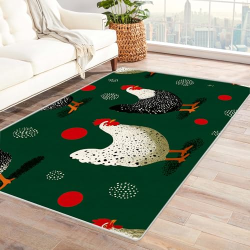 PUSRDEO Symmetrie Fantasie Digitaldruck Teppich Luhua-Huhn Perfekt Für Esszimmer Arbeitszimmer Mit Dichter Struktur Und Pflegeleichtem Stoff(Zyan)-150x210cm von PUSRDEO