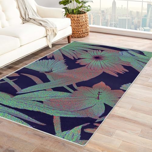 PUSRDEO Symmetrischer Fantasie Teppich mit Pflanzen BlüTen Rutschfester Untergrund Dicke Ausführung Leicht Reinigbar Für Studio(Lila)-240x300cm von PUSRDEO