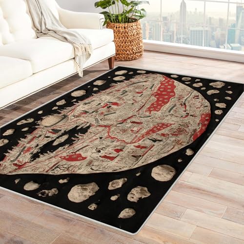 PUSRDEO Teppich Mit Kühnen Künstlerischen Mustern Karte Dicker Belag Weich Bequem rutschfest Leicht Sauber Machen Für Diele Küchenbereich(Schwarz)-60x90cm von PUSRDEO